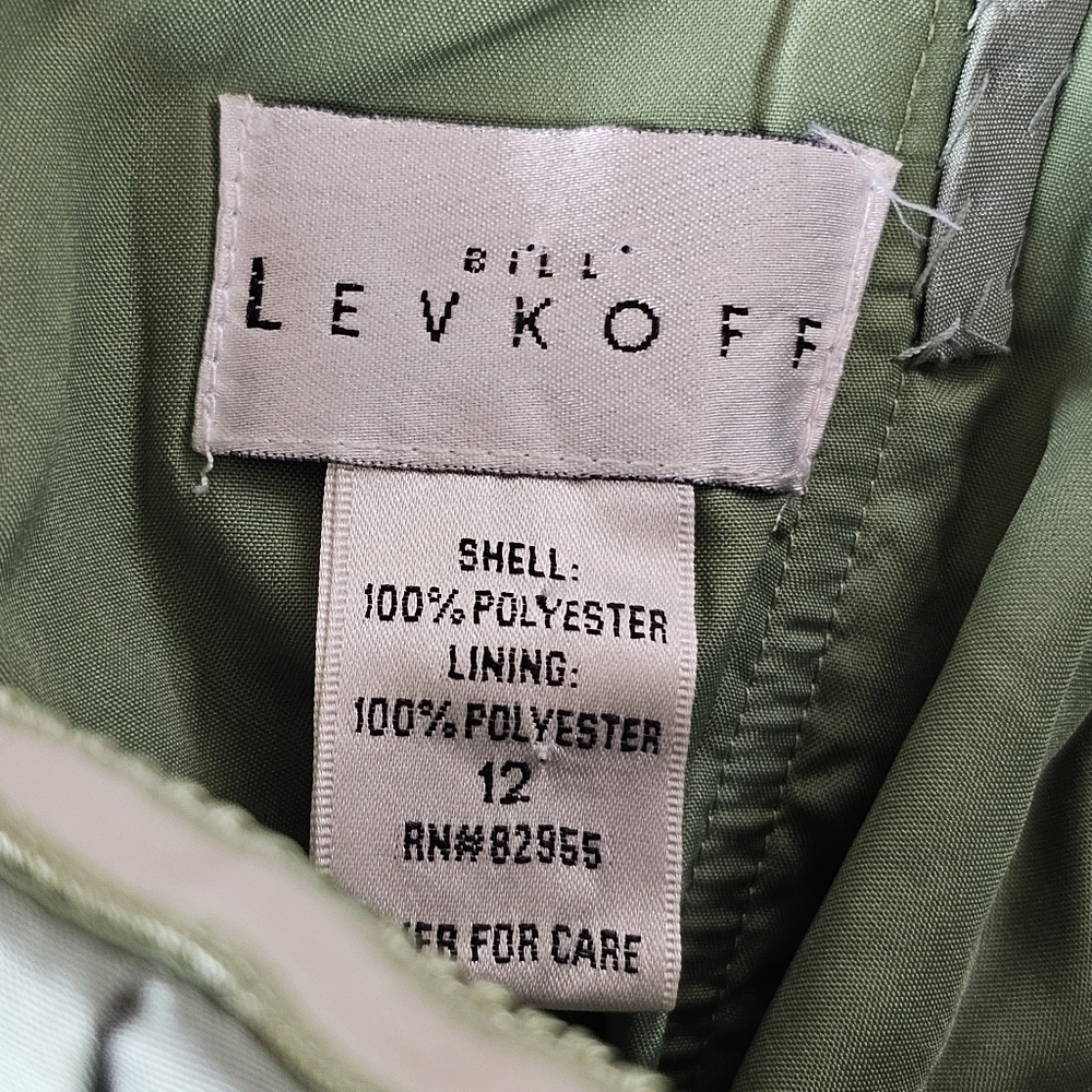 Bill Levkoff Strapless Taffeta with 3D Floral Applique, Green with Pink, Size XS - Picture 12 of 14